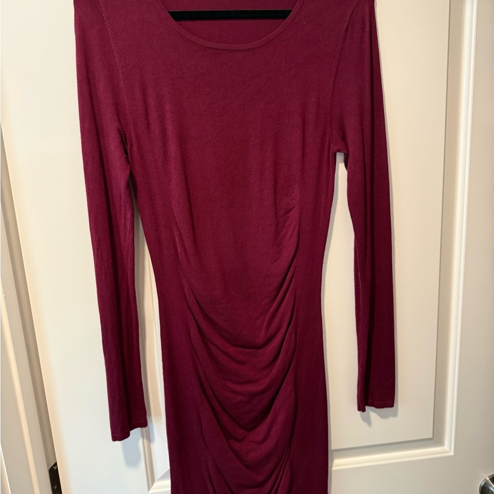 Elegant Burgundy Long Sleeve Dress